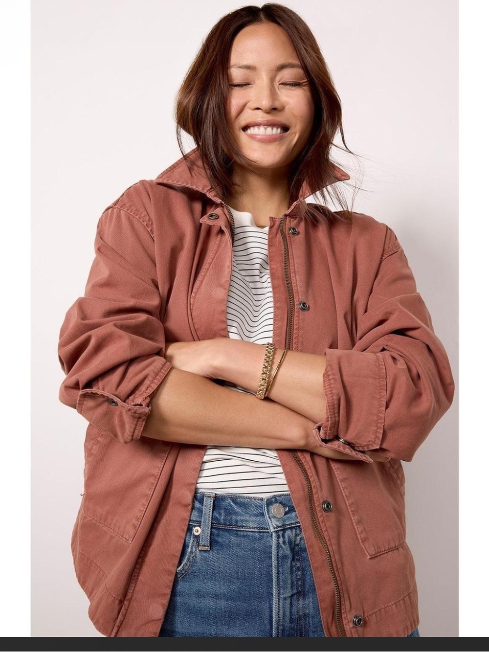 NWT Pistola Jessa oversized Utility jacket in Spice brown full zip Size medium